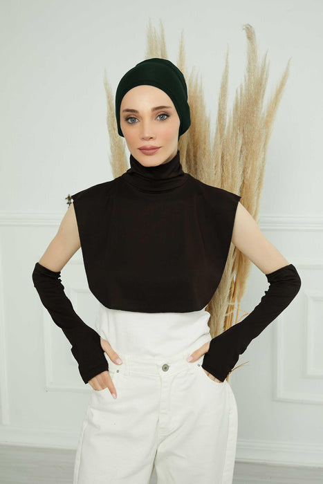 3 in 1 Neck Cover and Pair of Sleeve Extenders, Versatile Neck Coverage with Coordinating Dual Arm Warmers, Multipack Hijab Wear,KPT-2