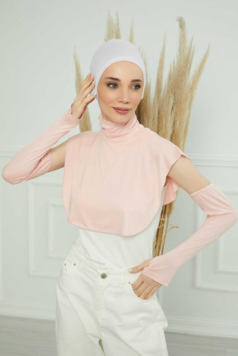 3 in 1 Neck Cover and Pair of Sleeve Extenders, Versatile Neck Coverage with Coordinating Dual Arm Warmers, Multipack Hijab Wear,KPT-2