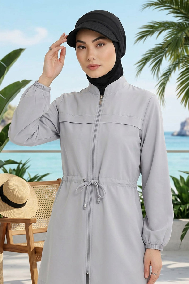 3 Piece Modest Swim Bonnet Set for Women, Hijab Swim Hat with Visor and Cap, Quick Dry Full Coverage Pool Beach Headwear,ST-1SN