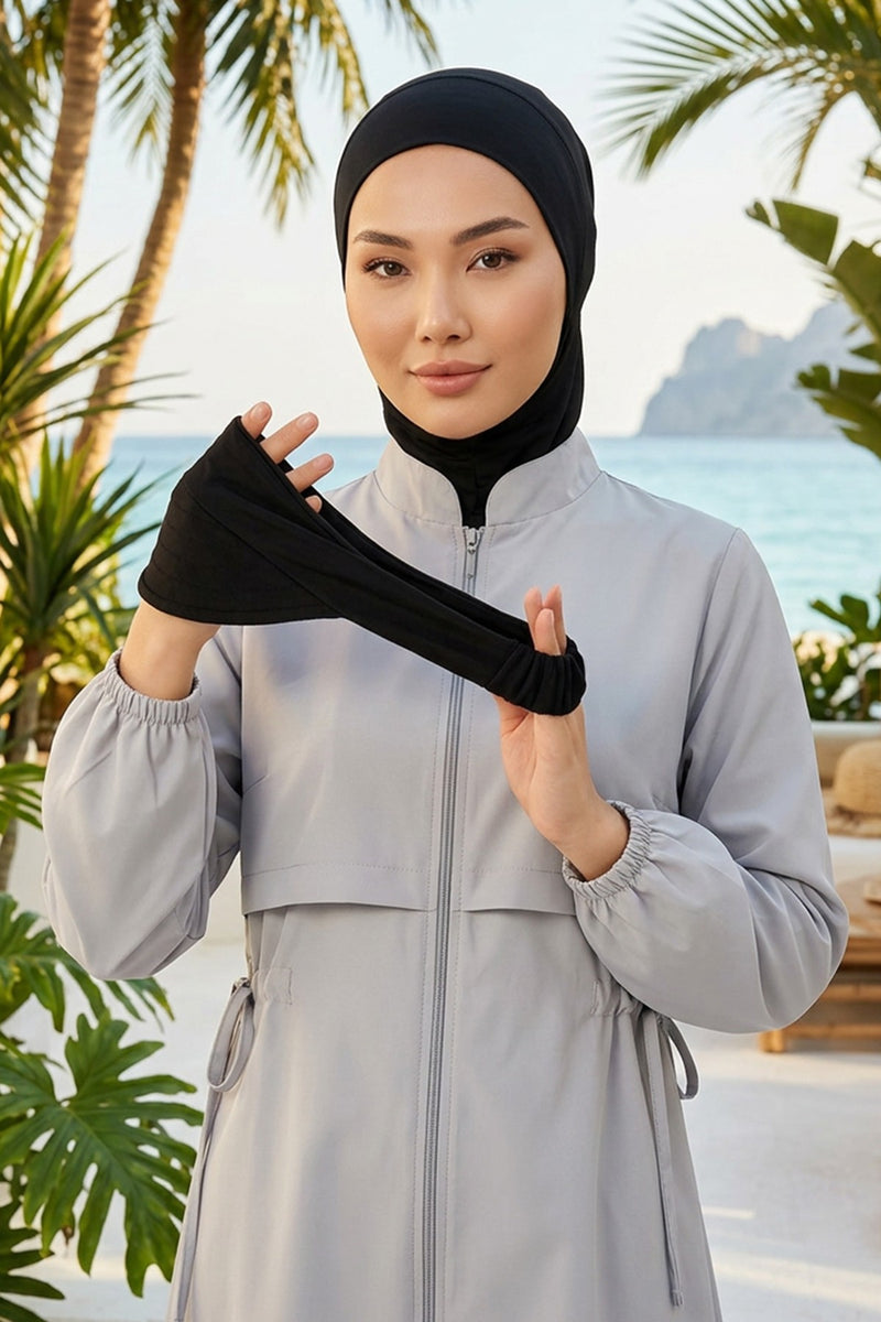 3 Piece Modest Swim Bonnet Set for Women, Hijab Swim Hat with Visor and Cap, Quick Dry Full Coverage Pool Beach Headwear,ST-1SN