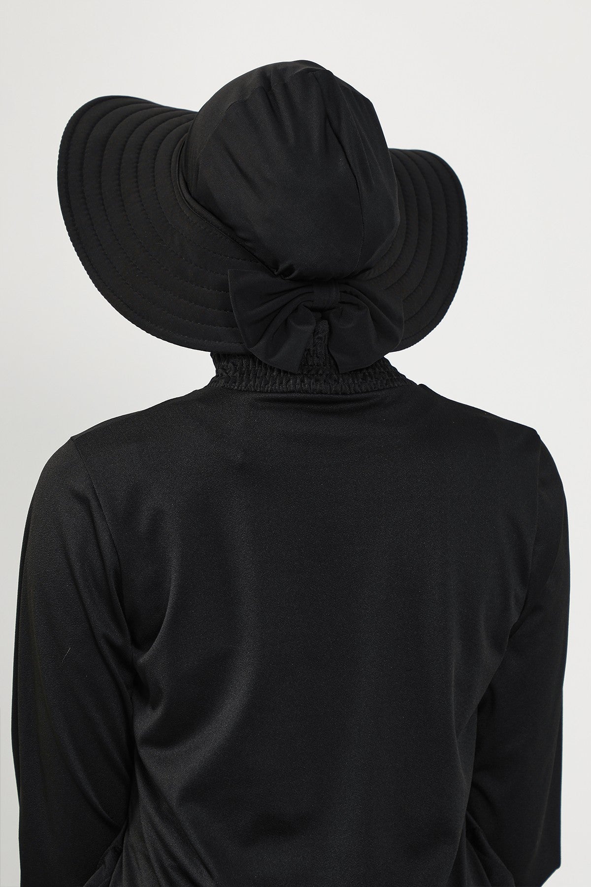 3 Piece Modest Swim Bonnet Set for Women, Hijab Swim Hat with Visor and Cap, Quick Dry Full Coverage Pool Beach Headwear,ST-1SN Black