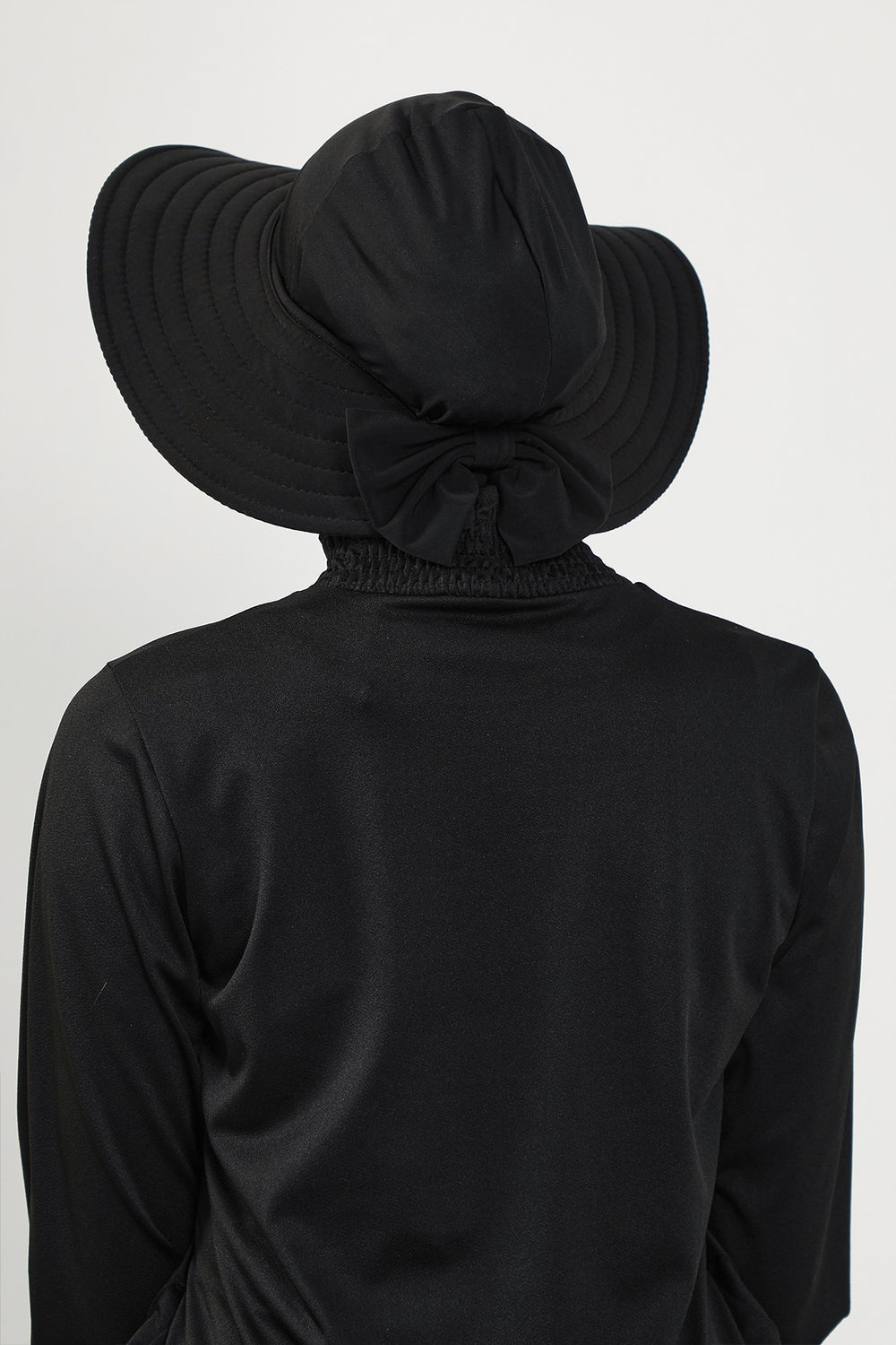 3 Piece Modest Swim Bonnet Set for Women, Hijab Swim Hat with Visor and Cap, Quick Dry Full Coverage Pool Beach Headwear,ST-1SN Black