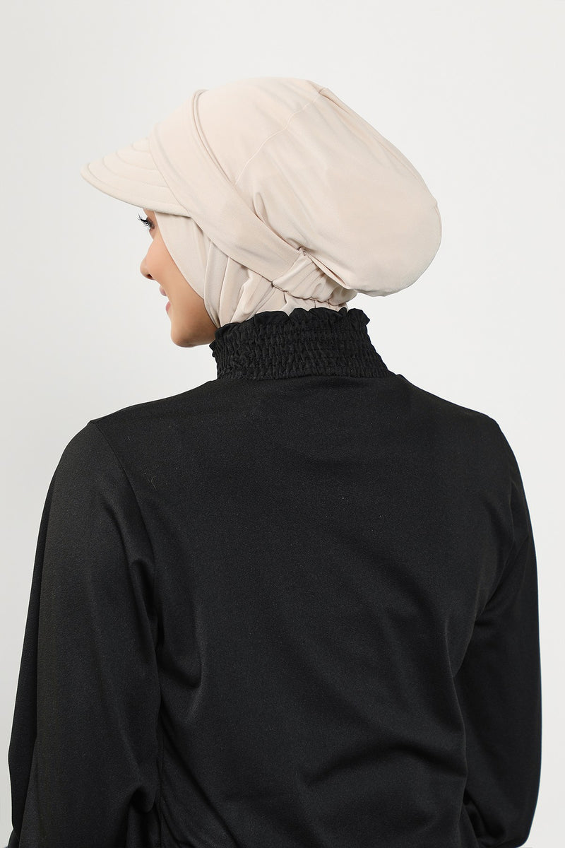 3 Piece Modest Swim Bonnet Set for Women, Hijab Swim Hat with Visor and Cap, Quick Dry Full Coverage Pool Beach Headwear,ST-1SN