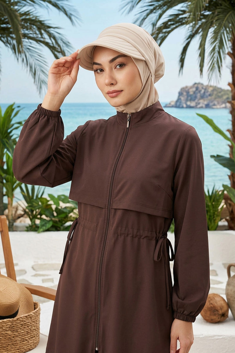 3 Piece Modest Swim Bonnet Set for Women, Hijab Swim Hat with Visor and Cap, Quick Dry Full Coverage Pool Beach Headwear,ST-1SN