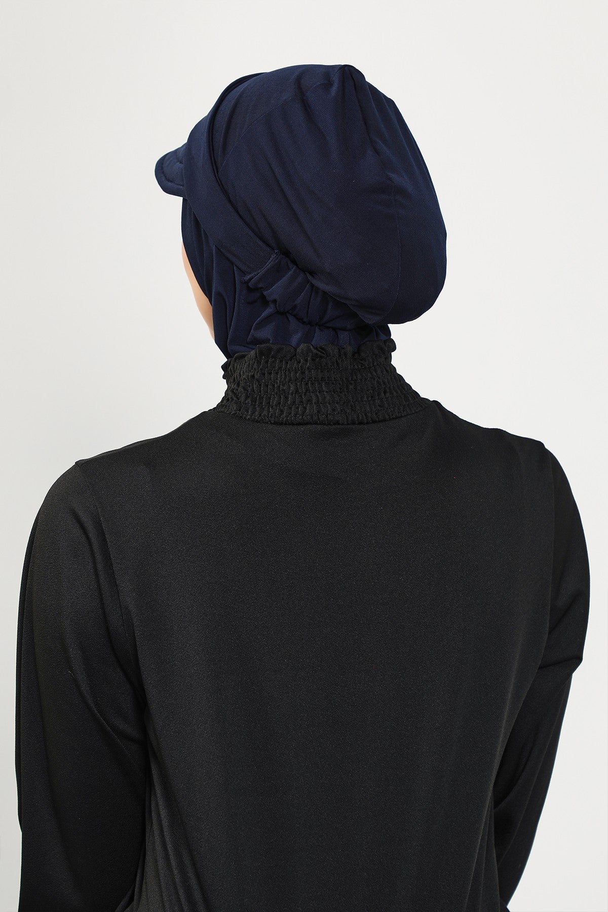 3 Piece Modest Swim Bonnet Set for Women, Hijab Swim Hat with Visor and Cap, Quick Dry Full Coverage Pool Beach Headwear,ST-1SN Navy Blue