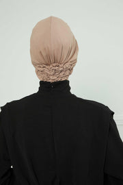 Pleated Instant Turban made from High Quality Combed Cotton, Comfortable Pre-Tied Turban Hijab, Flexible Chemo Cancer Bonnet Headwear,B-74 Mink