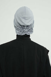 Pleated Instant Turban made from High Quality Combed Cotton, Comfortable Pre-Tied Turban Hijab, Flexible Chemo Cancer Bonnet Headwear,B-74 Grey 2