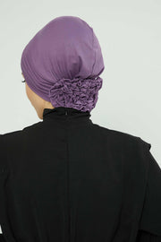 Pleated Instant Turban made from High Quality Combed Cotton, Comfortable Pre-Tied Turban Hijab, Flexible Chemo Cancer Bonnet Headwear,B-74 Purple 2