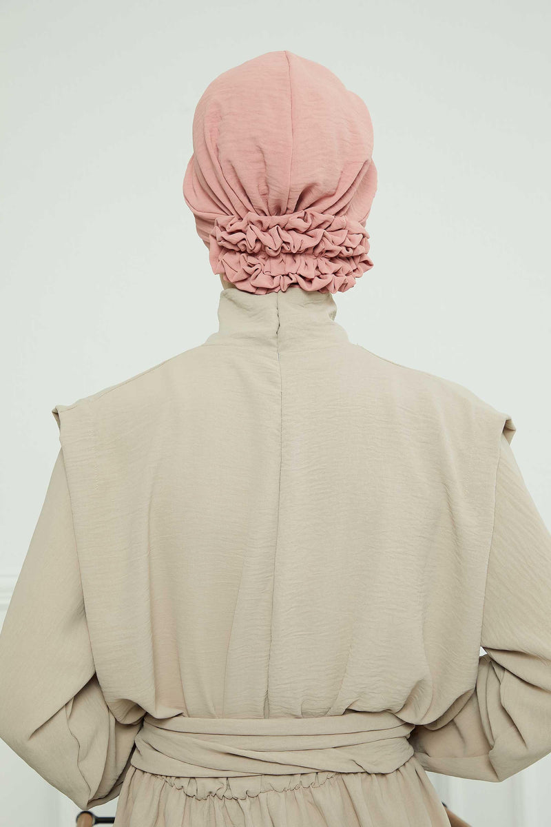 عمامة فورية مطوية مصنوعة من قماش إيروبين عالي الجودة، حجاب عمامة أنيق مقاوم للتجاعيد، غطاء رأس بغطاء رأس كيميائي سهل الالتفاف، B-74A