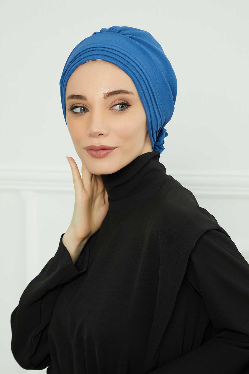 عمامة فورية مطوية مصنوعة من قماش إيروبين عالي الجودة، حجاب عمامة أنيق مقاوم للتجاعيد، غطاء رأس بغطاء رأس كيميائي سهل الالتفاف، B-74A