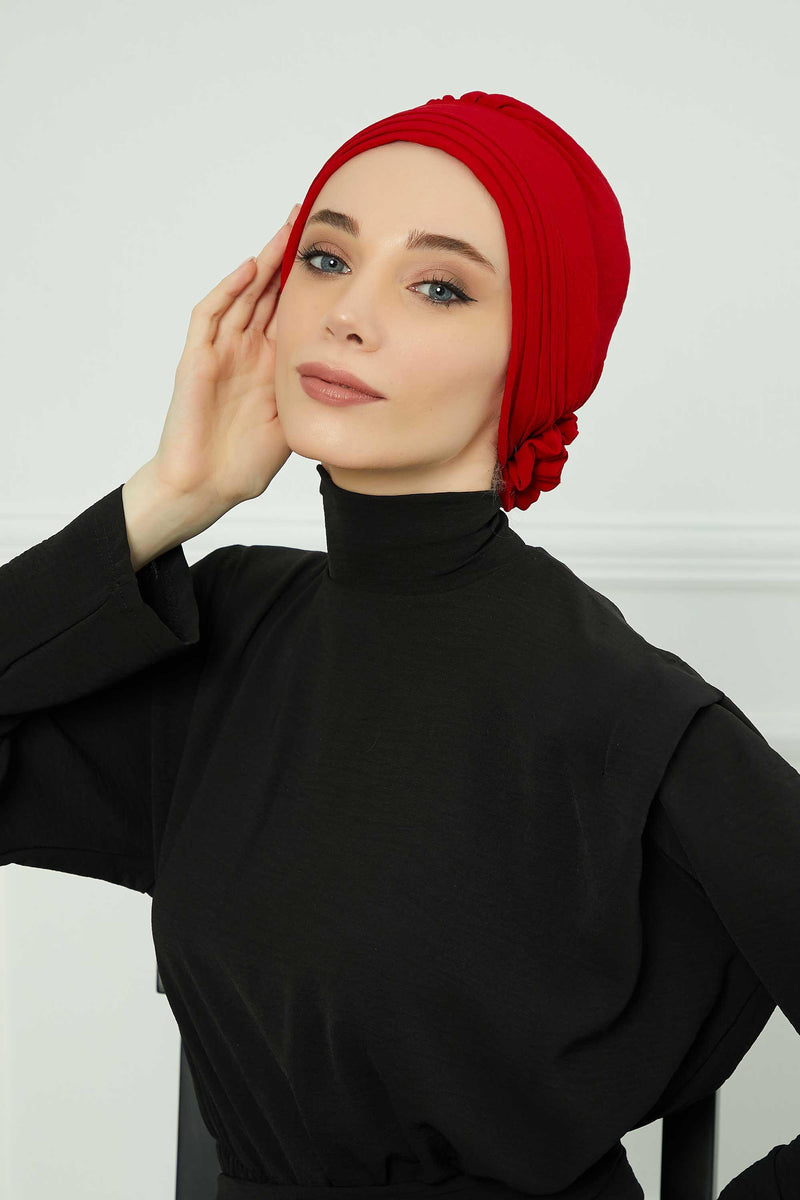 عمامة فورية مطوية مصنوعة من قماش إيروبين عالي الجودة، حجاب عمامة أنيق مقاوم للتجاعيد، غطاء رأس بغطاء رأس كيميائي سهل الالتفاف، B-74A