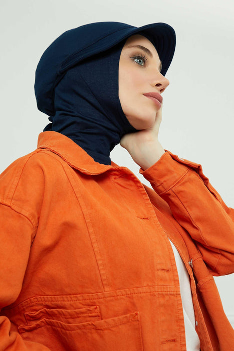 Visored Cap for Women Cancer Headwear Stylish Lightweight Patterned Plain Cotton Turban with Inner Ninja Bonnet Cap Head Wrap,B-75