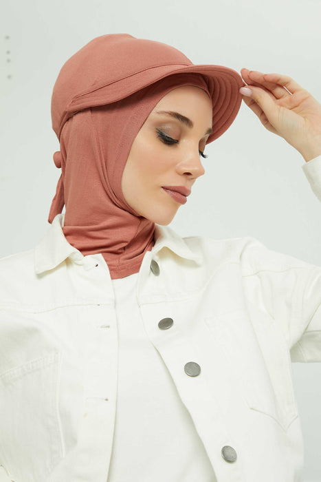 Visored Cap for Women Cancer Headwear Stylish Lightweight Patterned Plain Cotton Turban with Inner Ninja Bonnet Cap Head Wrap,B-75