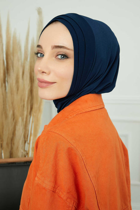 Instant Turban Cotton Scarf Head Wrap With pleated Combed Style,B-76
