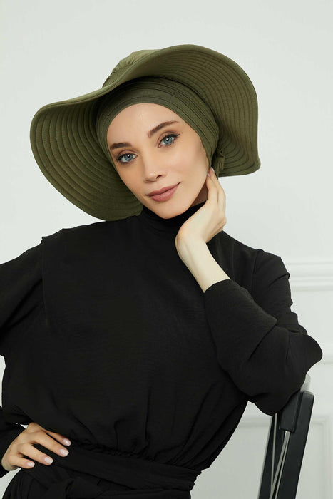 Turban Sun Hat for Women with Detachable Visor, Summer Sun Protective Head Cover for Modest Hijab Fashion, Handy Beach Hat for Women,S-2P