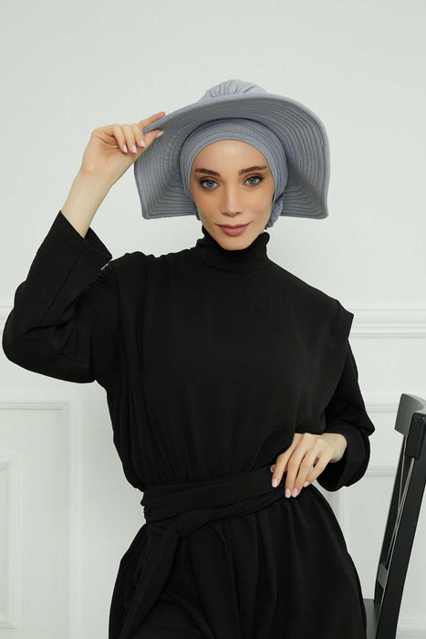 Turban Sun Hat for Women with Detachable Visor, Summer Sun Protective Head Cover for Modest Hijab Fashion, Handy Beach Hat for Women,S-2P