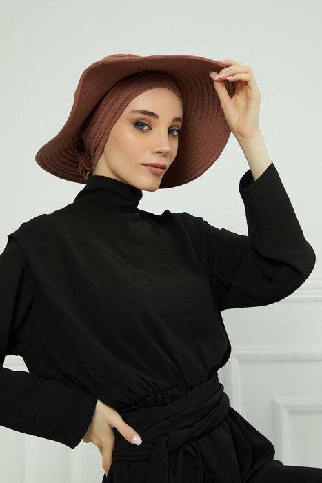 قبعة عمامة شمسية للنساء مع قناع قابل للفصل، غطاء رأس واقي من الشمس في الصيف لأزياء الحجاب المتواضعة، قبعة شاطئ يدوية للنساء، S-2P
