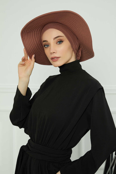 قبعة عمامة شمسية للنساء مع قناع قابل للفصل، غطاء رأس واقي من الشمس في الصيف لأزياء الحجاب المتواضعة، قبعة شاطئ يدوية للنساء، S-2P