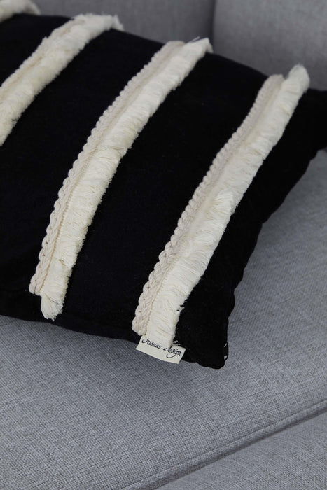 غطاء وسادة رمي مزخرف بأهداب محبوكة يدويًا، غطاء وسادة بتصميم مخطط مقاس 18 × 18 بوصة، غطاء وسادة ملون، K-286