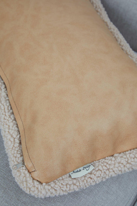 Quilted Rectangle Pillow Cover with Teddy Fabric Border, 20x12 Inches Handmade Quilted Throw Pillow Cover with Adorable Plush Edges,K-304