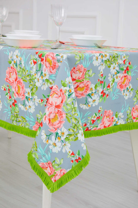 Washable Wipeable Table Cloth with Frilled Edges,M-15K