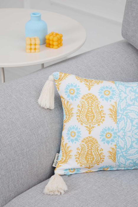 Boho Colorful Throw Pillow Cover with Tassels and Mixed Patterns, 20x12 Inches Traditional Patchwork Cushion Cover for Living Rooms,K-302 Suzani Pattern 58-62-61