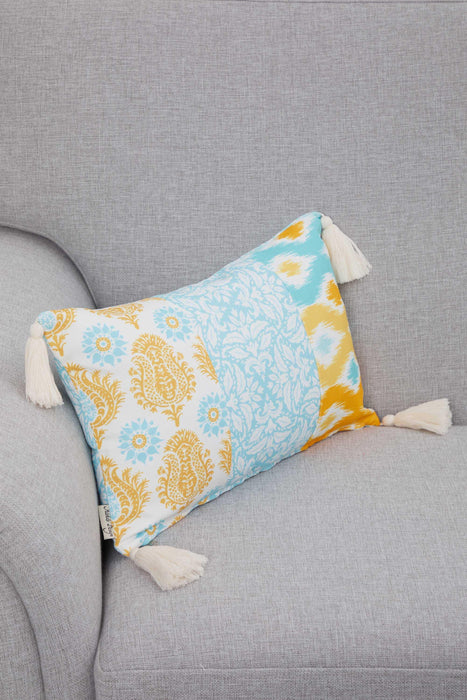 Boho Colorful Throw Pillow Cover with Tassels and Mixed Patterns, 20x12 Inches Traditional Patchwork Cushion Cover for Living Rooms,K-302 Suzani Pattern 58-62-61