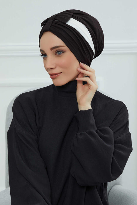 Multicolor Instant Cotton Scarf Head Wrap Scarfs For Women Hat with Bowtie Bonnet Cap,B-77