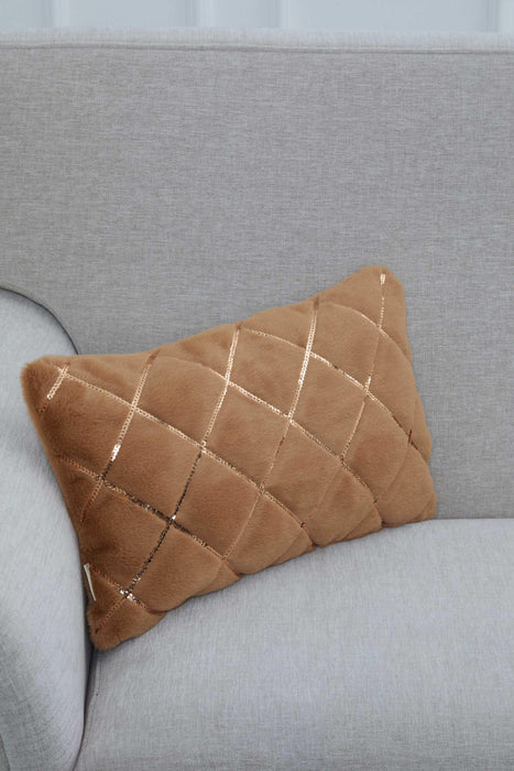 Plush Diamond Quilted Pillow Cover with Sequins, Soft Touch Accent Cushion Cover for Elegant Home Decors, 20x12 Pillow Cover for Sofa,K-306