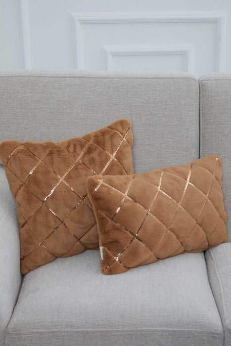 Plush Diamond Quilted Pillow Cover with Sequins, Soft Touch Accent Cushion Cover for Elegant Home Decors, 20x12 Pillow Cover for Sofa,K-306