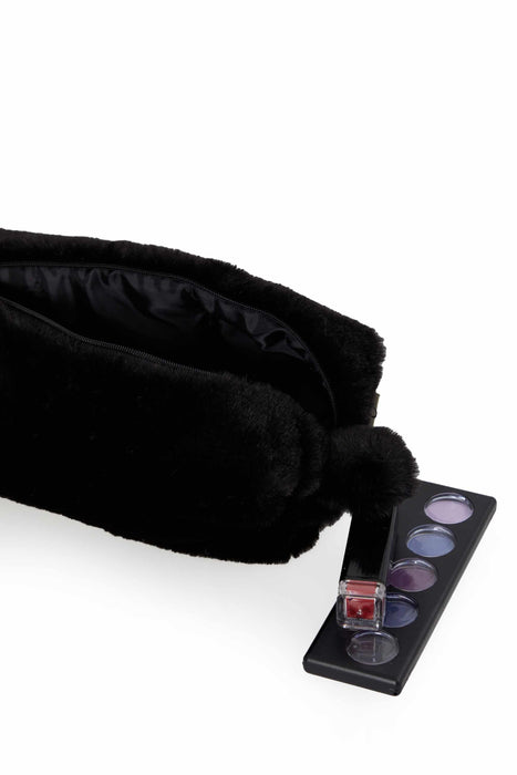 Plush Zippered Makeup Bag with Handle, 7.9 x 5.9 Inches (20x15 cm.) Handmade Cosmetic Bag with a Soft Touch,CMK-6