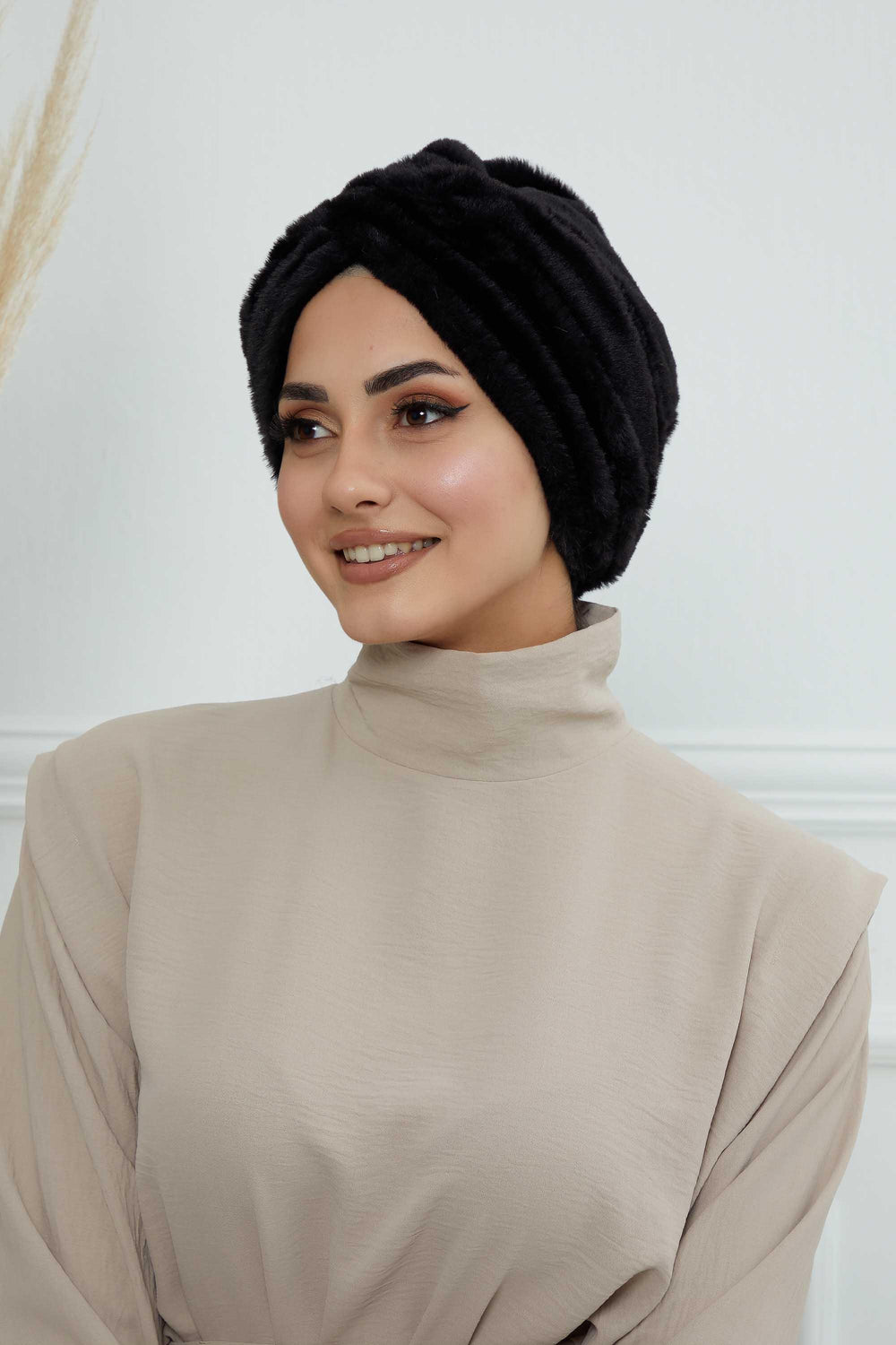 Comfy Fashionable Instant Turban for Women, Plush Pre-Tied Head Turban for Elegant Look, Easy Wrap Comfortable Plush Chemo Headwear,B-9PD