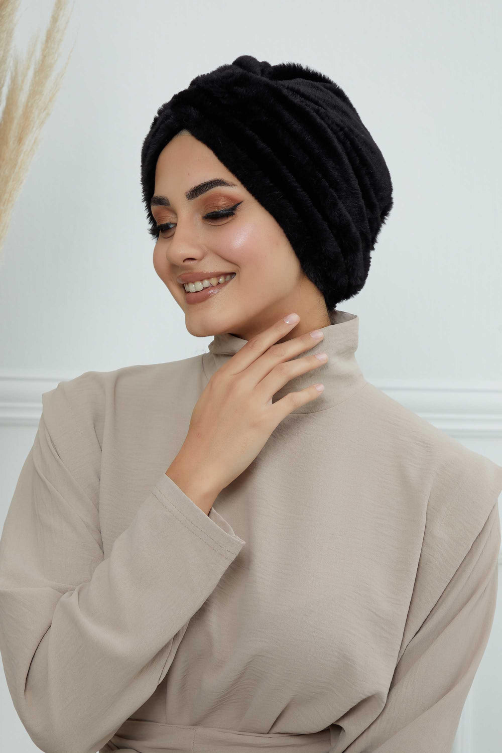Comfy Fashionable Instant Turban for Women, Plush Pre-Tied Head Turban for Elegant Look, Easy Wrap Comfortable Plush Chemo Headwear,B-9PD