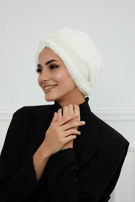 Comfy Fashionable Instant Turban for Women, Plush Pre-Tied Head Turban for Elegant Look, Easy Wrap Comfortable Plush Chemo Headwear,B-9PD