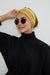 Velvet Shirred Instant Turban Headwrap, Soft Head Turban For Women Fashion Instant Turban Ready to Wear Pretied Chemo Headwear Hijab,B-13K Mustard Yellow