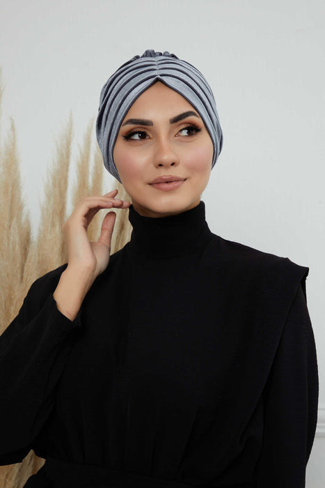 Velvet Shirred Instant Turban Headwrap, Soft Head Turban For Women Fashion Instant Turban Ready to Wear Pretied Chemo Headwear Hijab,B-13K