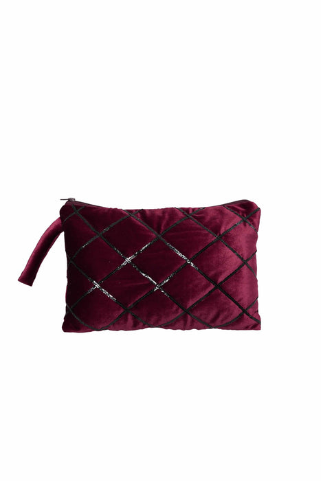 Velvet Handbag with Paillette Lines, Sequined Velvet Fancy Handbag for Special Occasions, High Quality Velvet Women Handbag,CE-18 Maroon
