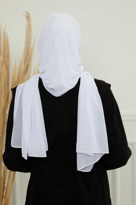 Instant Chiffon Shawl for Women With Cotton Bonnet Chiffon Turban Cap Head Wrap Rectangle Chiffon Scarf,PS-46