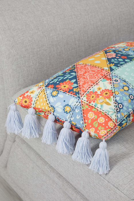 Boho Decorative Colorful Throw Pillow Covers with Tassels, 20x12 Inches Traditional Patchwork Cushion Covers for Couch and Sofa,K-346