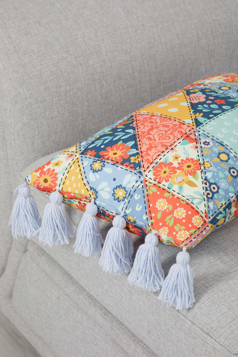 Boho Decorative Colorful Throw Pillow Covers with Tassels, 20x12 Inches Traditional Patchwork Cushion Covers for Couch and Sofa,K-346 Suzani Pattern 43