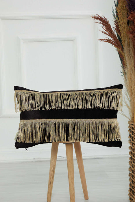 Double Lane Fringed Throw Pillow Cover, 20x12 Inches Large Decorative Pillow Cover for New Home Gift, Modern Home Pillow Designs,K-353