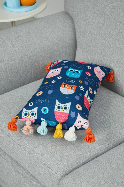 Colourful Tasseled Printed Pillow Cover for Kids Room, Retro Playful Pillow Cover Design, Colourful Baby Room Pillow Covers,K-356 Suzani Pattern 21