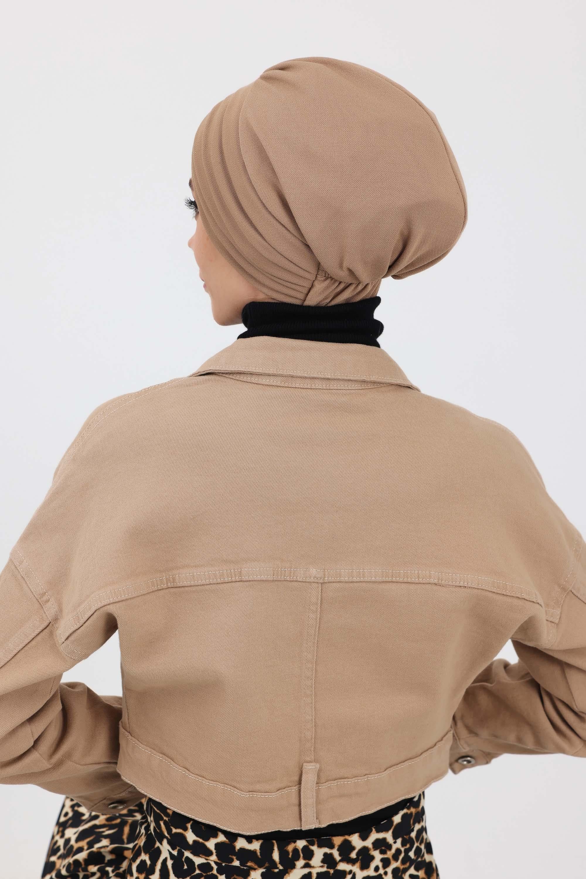 High Quality Shirred Winter Turban Bonnet Cap for Women, Cozy Comfortable Winter Headwrap made from Polyviscose Fabric,B-13IV Sand Brown