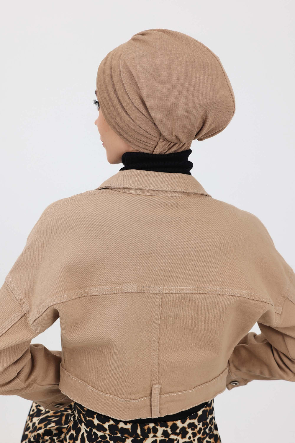 High Quality Shirred Winter Turban Bonnet Cap for Women, Cozy Comfortable Winter Headwrap made from Polyviscose Fabric,B-13IV Sand Brown