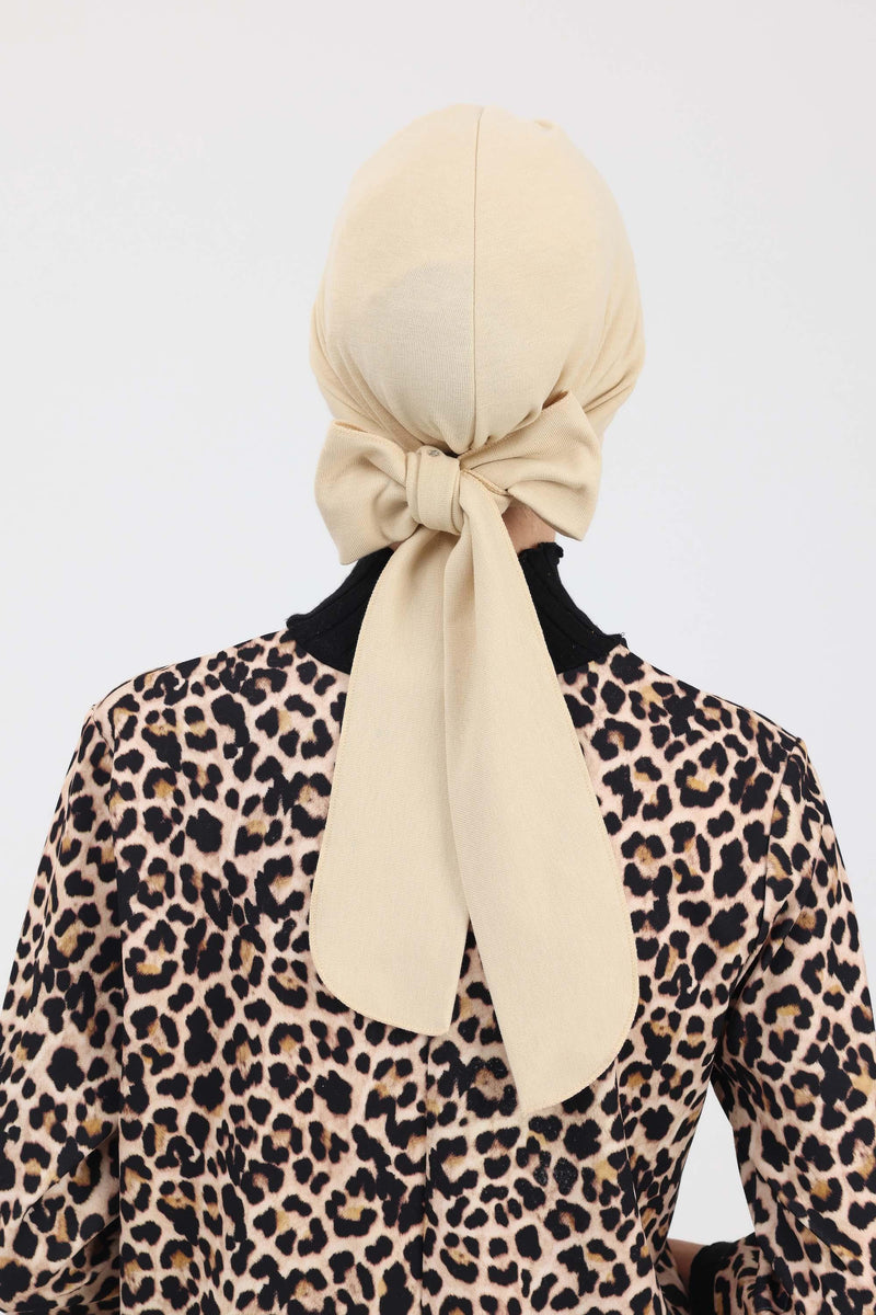 غطاء رأس شتوي أنيق مع حزام ربط خلفي، غطاء رأس من البولي فيسكوز المضلع الناعم للمواسم الباردة، عمامة فورية دافئة برباط خلفي، B-31RB