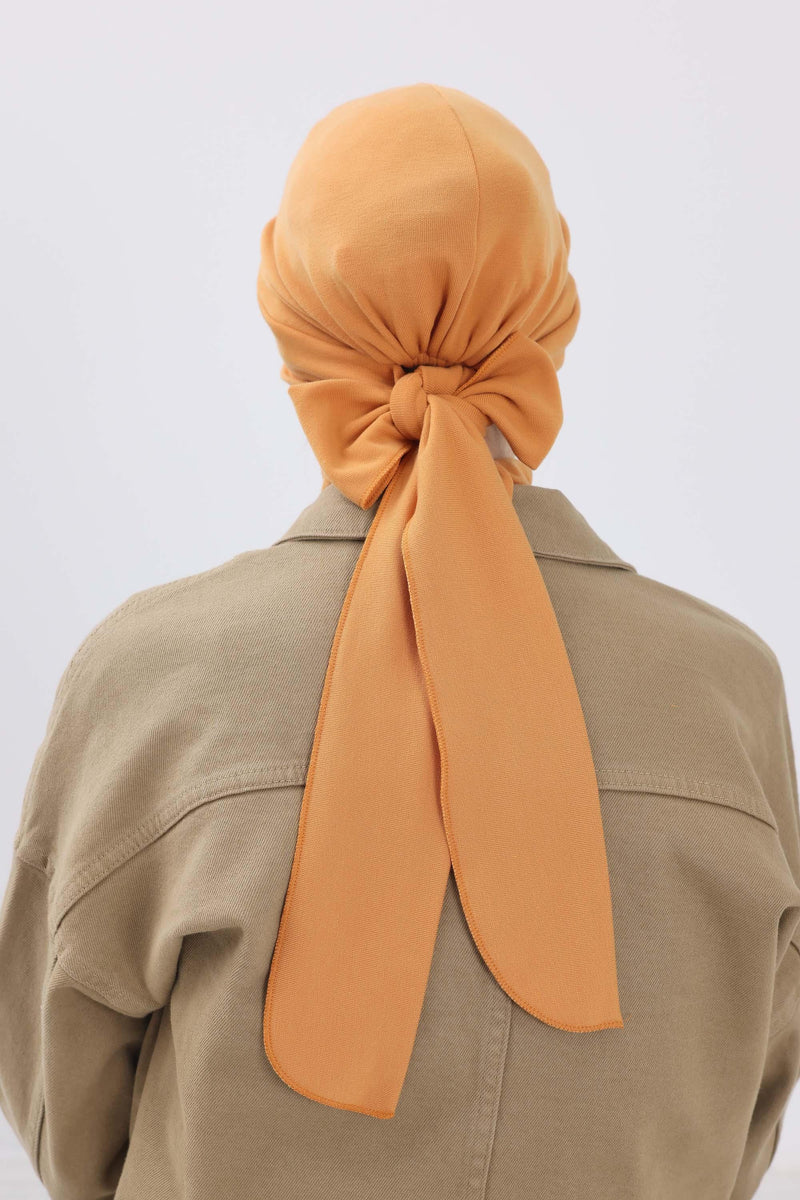 غطاء رأس شتوي أنيق مع حزام ربط خلفي، غطاء رأس من البولي فيسكوز المضلع الناعم للمواسم الباردة، عمامة فورية دافئة برباط خلفي، B-31RB