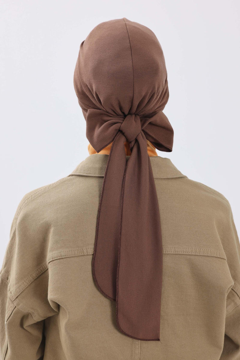 غطاء رأس شتوي أنيق مع حزام ربط خلفي، غطاء رأس من البولي فيسكوز المضلع الناعم للمواسم الباردة، عمامة فورية دافئة برباط خلفي، B-31RB