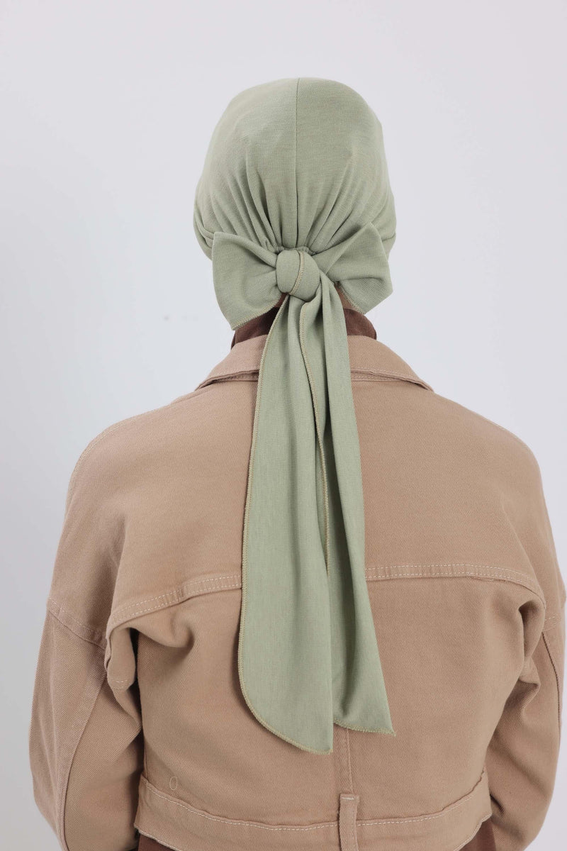 غطاء رأس شتوي أنيق مع حزام ربط خلفي، غطاء رأس من البولي فيسكوز المضلع الناعم للمواسم الباردة، عمامة فورية دافئة برباط خلفي، B-31RB