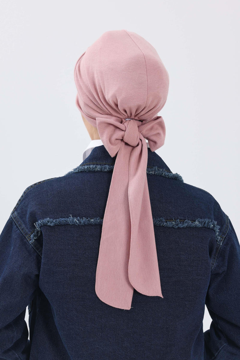 غطاء رأس شتوي أنيق مع حزام ربط خلفي، غطاء رأس من البولي فيسكوز المضلع الناعم للمواسم الباردة، عمامة فورية دافئة برباط خلفي، B-31RB