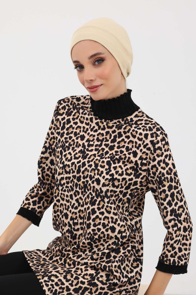 Soft Polyviscose Inner Turban Bonnet for Women, Easy Wear Instant Turban Bonnet, Soft Plain Color Ribbed Winter Chemo Headwear,B-37RB